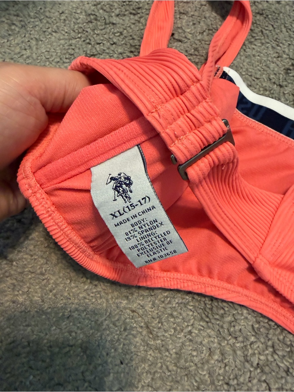 Coral Ribbed Bikini Top - Coral - Picture 4 of 4
